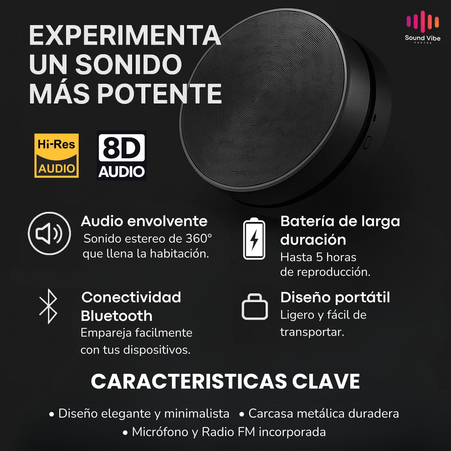 Parlante 8D: Vibra y Amplifica Superficies